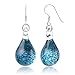Chuvora 925 Sterling Silver Hand Blown Glass Blue Silver Water Drop Teardrop Shape Dangle Earrings