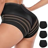 WOWENY Tummy Control Panties for Women Seamless Briefs Comfy Body Shaper Shapewear Sexy Lingerie Underwear(B-3 Pack-Black, Small)