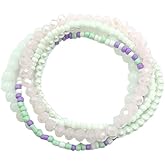 XAM Colorful Handmade Seed Beaded Bracelet for Women Boho Stackable Stretch Crystal Beaded Bracelet Summer Beach Holiday Birthday Jewelry Gifts