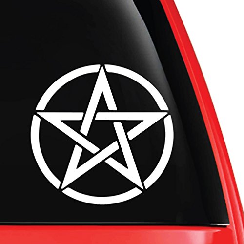 Pentacle Symbol Outline Decal Vinyl Car Laptop Sticker - EvolveFISH - White 5" x 5"