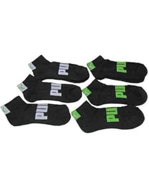 Men's Quarter Crew Socks, Size 10-13, Black/Multi, (Pack of 6)