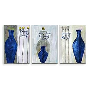 Canvas Wall Art Abstract Watercolor Vases Painting Artwork for Home Prints Framed - 16"x24" x 3 Panels