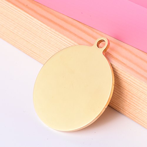 Round Stainless Steel Pet ID Tags, Personalized Dog Tags for Free Engraving Front & Back (Small, Gold)