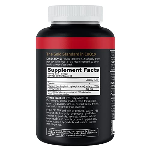 QUNOL COQ10 200MG SOFTGELS, ULTRA COQ10 – ULTRA HIGH ABSORPTION COENZYME Q10 SUPPLEMENTS – ANTIOXIDANT SUPPLEMENT FOR VASCULAR AND HEART HEALTH & ENERGY PRODUCTION – 2 MONTH SUPPLY – 60 COUNT