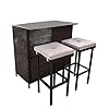 SUNCROWN Outdoor Bar Set 3-Piece Brown Wicker Patio Furniture - Glass Bar and Two Stools with Cushions for Patios… 41NNzEUgRML