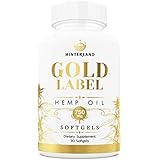 Hinterland Gold Label Hemp Oil Softgels, 25mg Capsules for Pain Relief, Anti-Anxiety, Less Stress, Better Sleep, Organic USA Grown Hemp, 30 Count, 750mg per Bottle