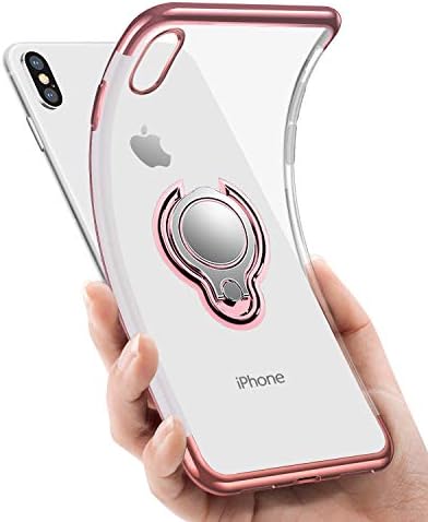 kadixini iPhone XS Max Case,Crystal Clear with 360 Degree Magnetic Ring Holder Kickstand, Magnet Car Holder Cover for iPhone XS Max Rose Gold