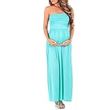 Women's Strapless Maxi Tube Maternity Dress with Pockets by Rags and Couture