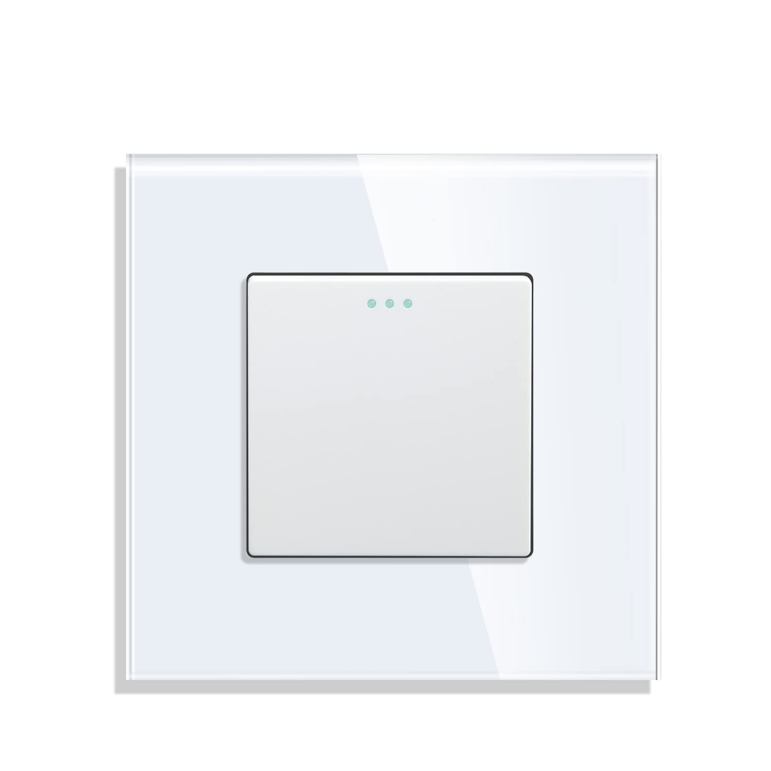 CNBINGO 2-Way Rocker Button Light Switch, Glass Panel Wall Switch