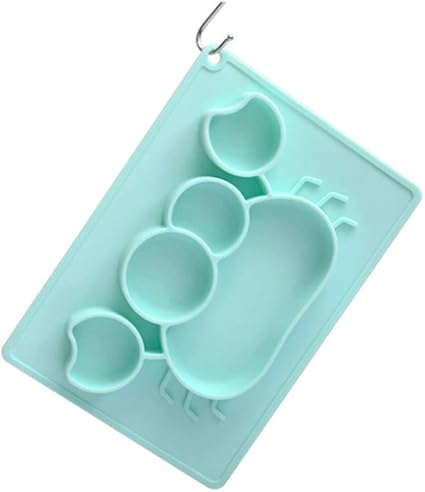 Plateau Enfant Repas Assiette Compartiment Manyo Assiette A Ventouse Pour Bebe Ventouse En Silicone Rectangulaire Crabe De Dessin Anime Rose Assiettes Et Bols Vaisselle