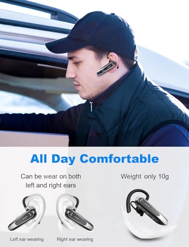 New Bee Auricular Bluetooth Micrófono con Cancelación de Ruido Auriculares inalámbricos Manos Libres CVC 8.0 Mono Bluetooth Headset para iPhone Android Conducción Casa y Oficina