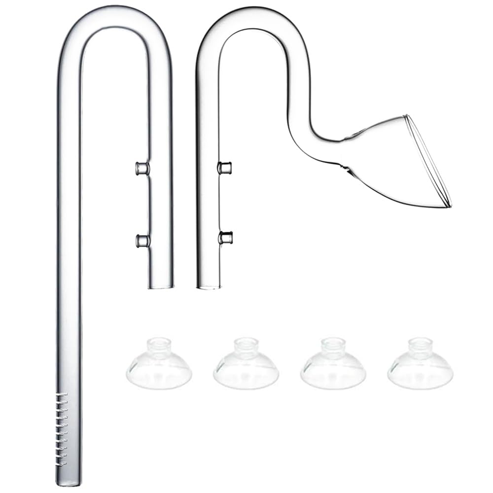 LINLAN 17mm Glass Lily Pipe, Inflow and Outflow, Fits 16/22mm (5/8" i.d.) Filter Hose for Aquarium Planted Tank