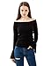 PRETTIGO Women Off the Shoulder Sweater Bell Trumpet Sleeve Sweater for Women