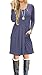 AUSELILY Women's Long Sleeve Pleated Loose Swing Casual Dress with Pockets Knee Length (M, Purple Gray)