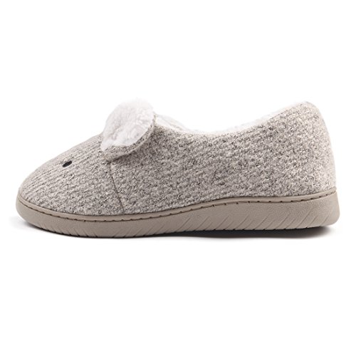 Neeseelily Women Comfort Plush Cozy Home Slippers Animal Non Slip Indoor Shoes (8.5-9 B(M) US, Grey)