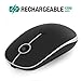 Rechargeable Wireless Mouse, Jelly Comb 2.4G Slim Optical Mice – Less Noise, 3 Adjustable DPI, Portable Mobile Wireless Mouse for Notebook, PC, Laptop, Computer, MacBook (Black and Silver)thumb 1
