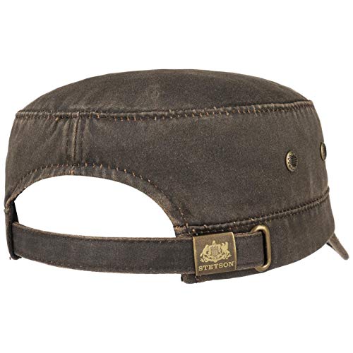 Stetson-Datto-Armycap-Herren-Wasserabweisende-Baumwollkappe-SommerWinter-Armymuetze-mit-Sonnenschutz-UV-40-Verwaschene-Lederoptik-Oilskin-Urbancap