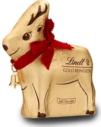 Amazon Com Lindt Chocolate Gold Reindeer 100g Single Reindeer Grocery Gourmet Food