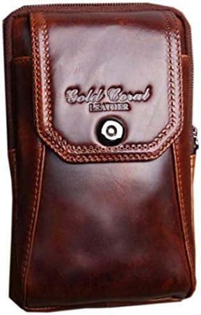 Leather Phone Belt Bag for Men Women Vertical Waist Fanny Pack Loop Holster Clip Holder Cell Phone Case Cover Pouch Purse Wallet for iPhone