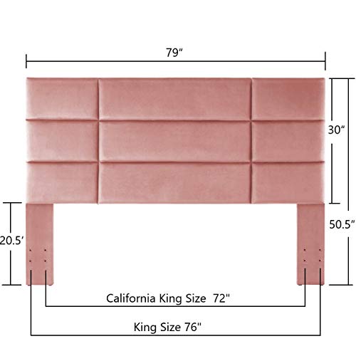 24KF MidCentury Upholstered Velvet Tufted Comfortable King Headboard