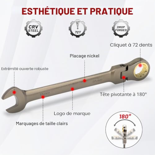 “Shall 9-Piece Flex-Head Ratcheting Combination Wrench Set