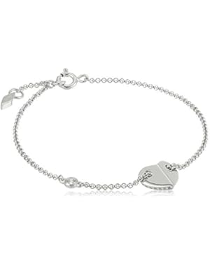 Womens Sterling Folded Heart Bracelet