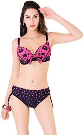 Vogueric Women's Plus Size Floral Print Push-up Underwire Bikini Set Bathing Suit