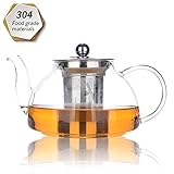 Tea Pot 800ml/28oz, Heat Resistant Glass Teapot with Removable Infuser, Loose Leaf Tea Pots, Microwavable and Stovetop Safe