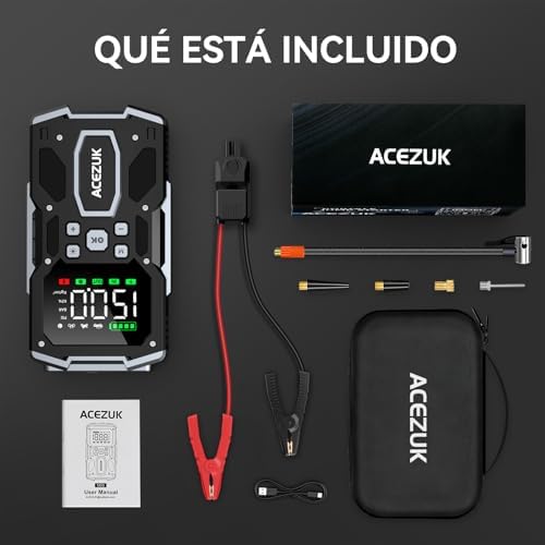 Motor de arranque da bateria do carro 8000A, compressor de ar de 150PSI, motor de arranque para o veículo (todo a gasolina ou diesel de 10L), arranque de 12V com LED de 400 lúmens