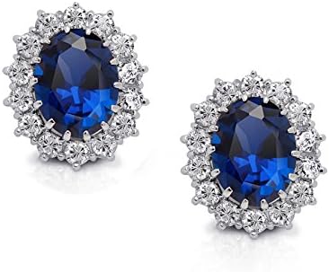 Laskey® Luxury Sparkling Ladies Sapphire Blue Stud Earrings Christmas Sale