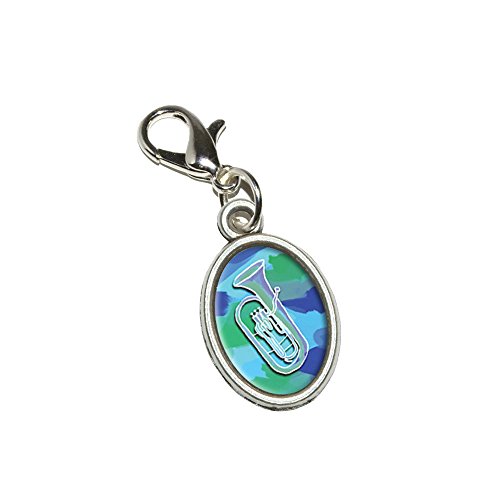 Graphics and More Baritone Euphonium Player - Band Instrument Music Brass Antiqued Bracelet Pendant Zipper Pull Oval Charm with Lobster Clasp