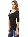 PattyBoutik Women Crochet Lace Inset Elbow Sleeve Blouse (Black Small)