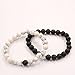 UEUC Distance Couple Bracelet His and Hers Black Matte Agate & White Stone 8mm Beads Bracelet