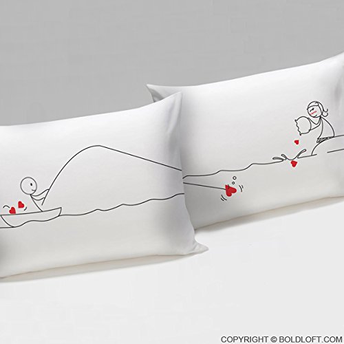 BOLDLOFT Catch My Heart His and Hers Matching Couple PillowcasesLong Distance Relationship