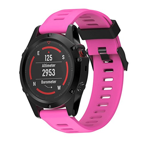 Coohole New Replacement Silicagel Soft Band Strap For Garmin Fenix 5X GPS Watch (Hot Pink)