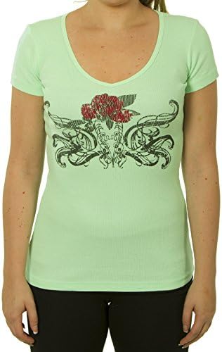 Sledge USA Mint Short Sleeve V-neck with Red Rose Womens Shirt (X-Large)