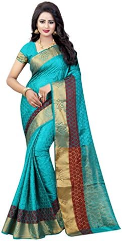 Eleglancekey Emboss Tussar Silk Woven & Zari Border Women's Saree With Unstitched Blouse Piece