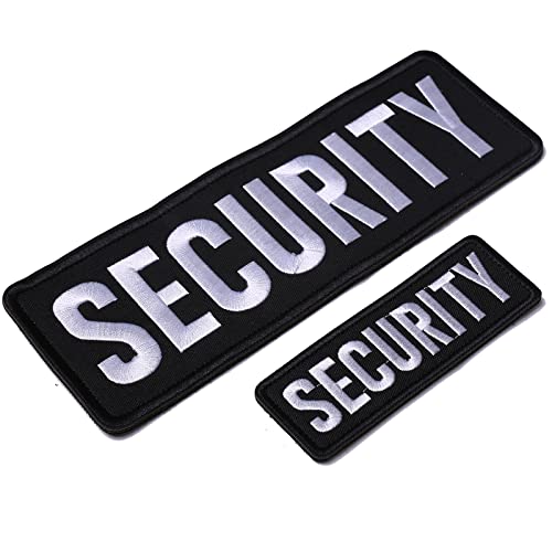 GYGYL 2 Pack Black Security Patch with Hook and Loop, for Police Vest Jacket Back Panel (1Pcs Small and 1Pcs Large )