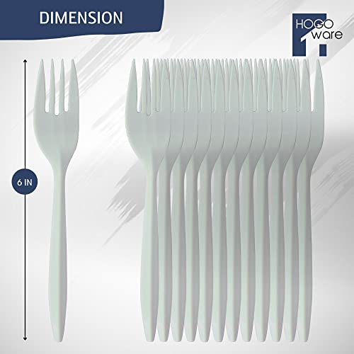 HOGOWARE 500 White Plastic Forks, Medium Weight Disposable Cutlery