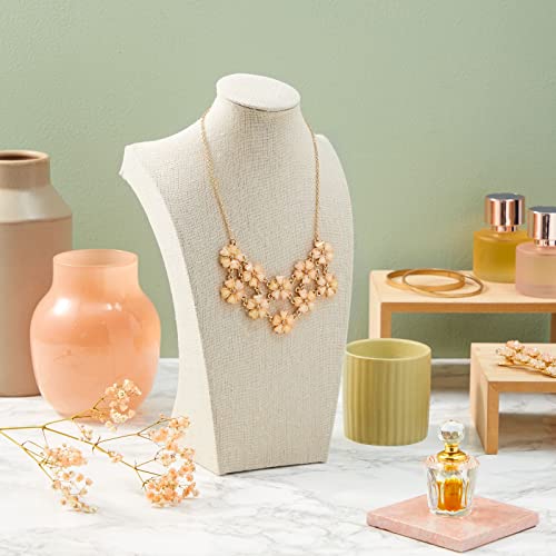 12 Inch Linen Jewelry Display Bust, Necklace Mannequin Holder Stand for