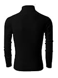 Nyfashioncity Men's Basic Ribbed Cotton Thermal Turtleneck T-Shirts Small Black