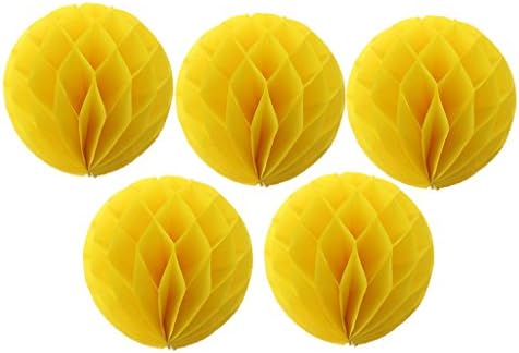 5pack Tissue Paper Pompoms Honeycomb Ball Lantern Flower For Wedding Party Decorations Yellow 6"