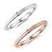 PAURO Women's Stainless Steel 2MM Thin Rose Gold Stackable Midi Pinky Ring Engagement Wedding Band Size 7