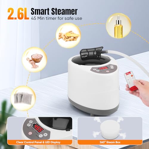 Portable Steam Sauna Home Spa Cabin with 2.6L Steam Generator, Remote Control and Timer for Detoxification, Pain Relief and Relaxation