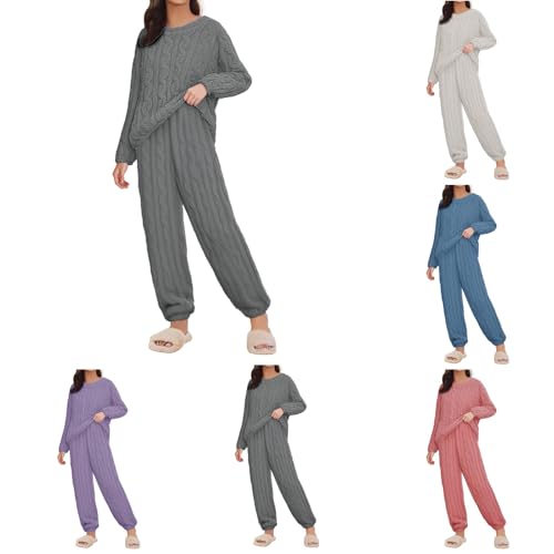 tacniseyw Women's Fleece Pyjamas Set Fluffy Pyjamas Winter Warm Loungewear Set Soft Cosy Sleepwear Cozy Nightwear Comfy Thermal Pjs Sets Long Sleeve Tops And Cuffed Bottoms Plus Size Christmas Pajama
