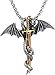 Xusamss Mens Punk Titanium Steel Dragon Sword Wing Pendant Necklaces