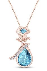 AFFY White CZ & Simulated Aquamarine Bezel Setting