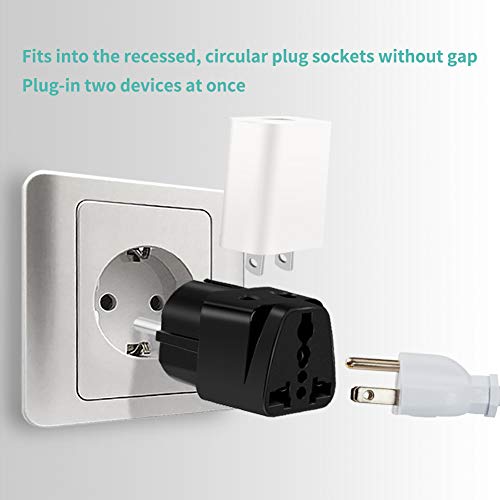 European Adapter,UROPHYLLA Travel Adapter 2 Pack European Power Adapter Schuko Plug Adapter,Universal Plug Adapter for Germany France Denmark Iceland Netherlands Finland Russia Greece Spain etc - Thumbnail 2
