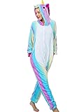 Adult Onesie Unicorn Pajamas for Women Kigurumi Animal Cosplay Halloween Costume, Rainbow Unicorn 2, S For Height 59