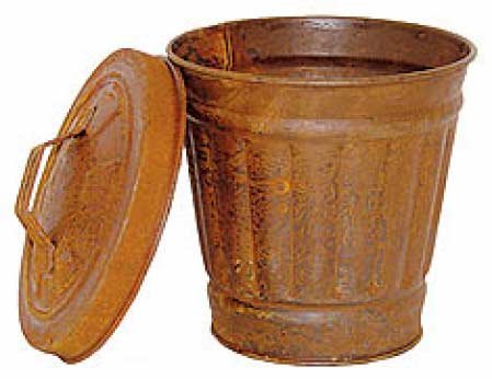 Set of 2 Rusted Metal Mini TrashCans with Lids